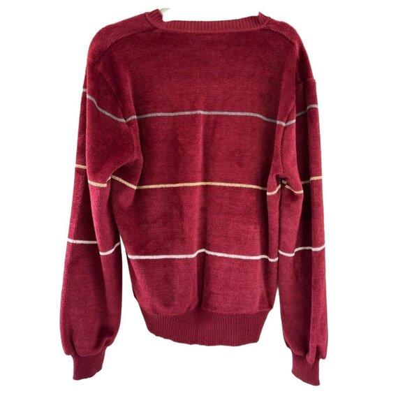 Kensington Collection Burgundy Sweater w White Stripes, Sz Lg, Pullover Retro - Picture 2 of 3